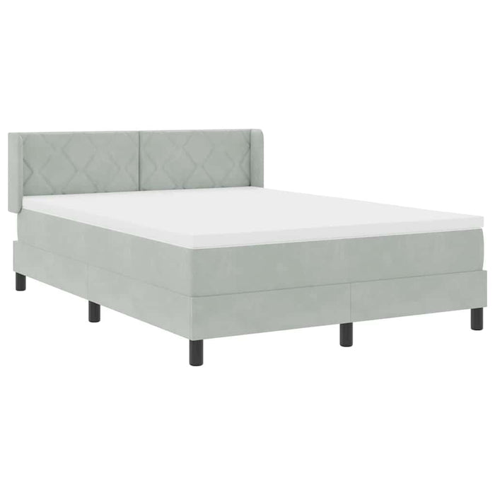 Pat cu arcuri cu headboard Gri deschis 200 x 160 cm Catifea - WALTI WALTI