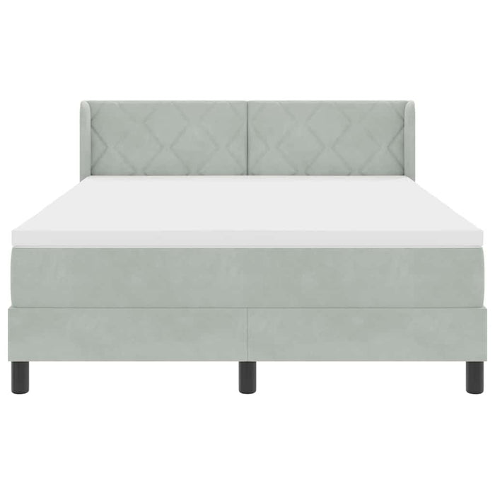 Pat cu arcuri cu headboard Gri deschis 200 x 160 cm Catifea - WALTI WALTI