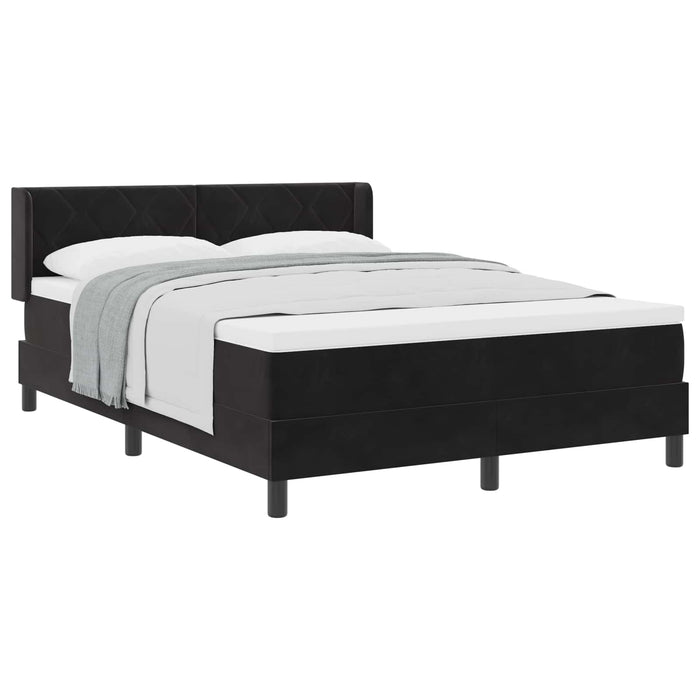 Pat cu arcuri cu headboard Manual Negru 200 x 160 cm Catifea - WALTI WALTI