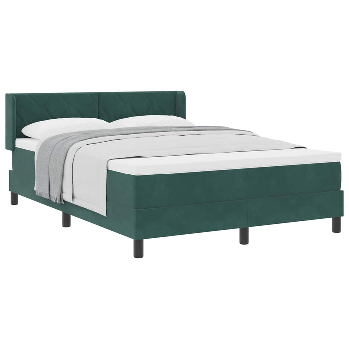 Pat cu arcuri cu headboard Verde închis 200 x 160 cm Catifea WALTI