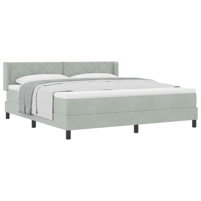 Pat cu arcuri cu saltea Gri deschis 200 x 180 cm Poliester - WALTI WALTI