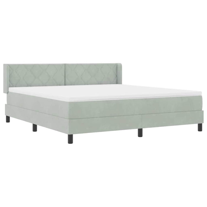 Pat cu arcuri cu saltea Gri deschis 200 x 180 cm Poliester - WALTI WALTI