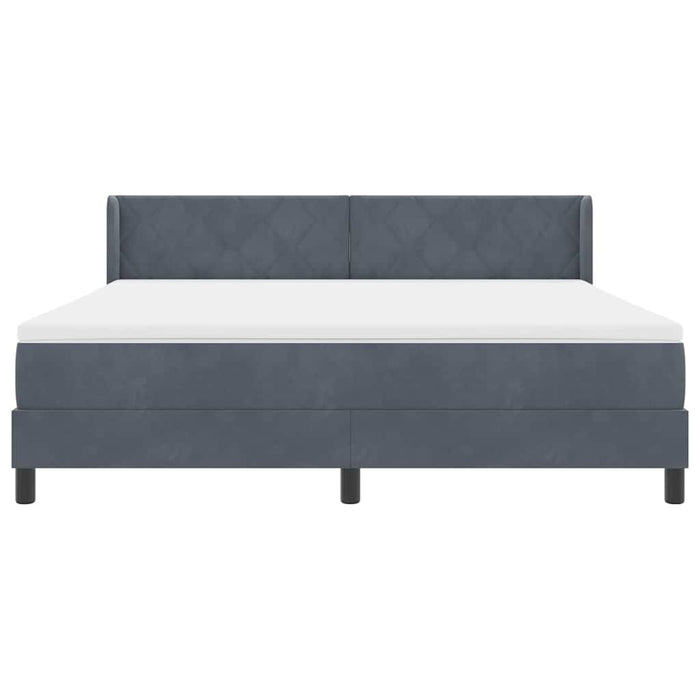 Pat cu arcuri cu headboard Gri închis 200 x 180 cm Catifea WALTI