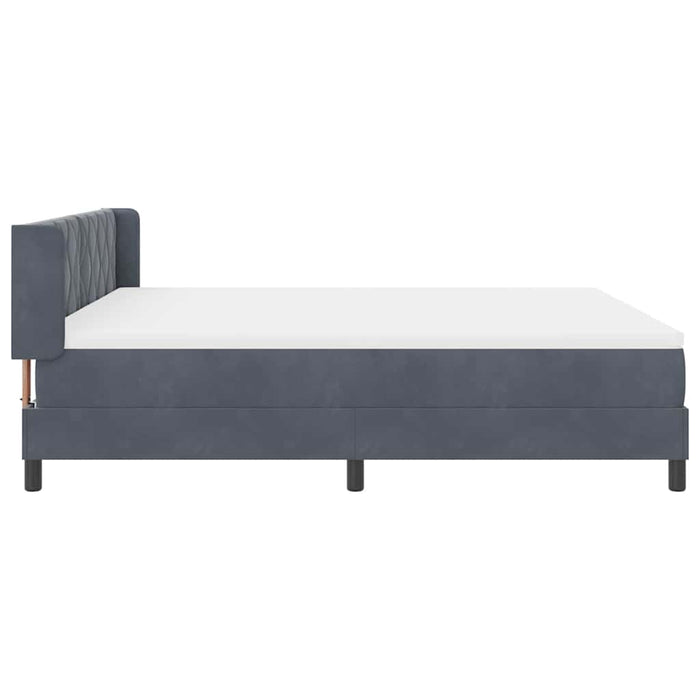 Pat cu arcuri cu headboard Gri închis 200 x 180 cm Catifea WALTI