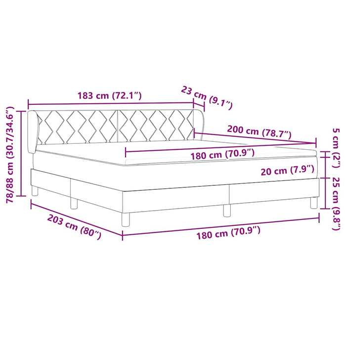 Pat cu arcuri cu headboard Gri închis 200 x 180 cm Catifea WALTI