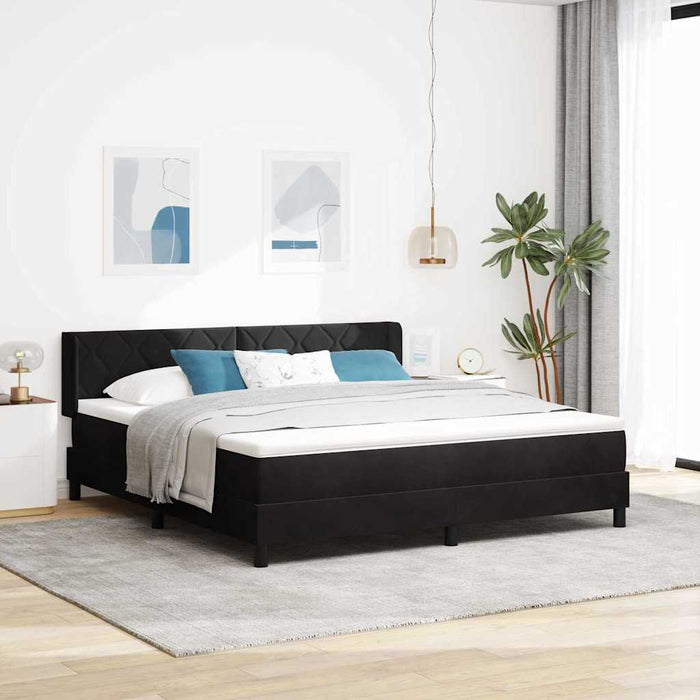Pat cu arcuri cu headboard Manual Negru 200 x 180 cm Catifea - WALTI WALTI