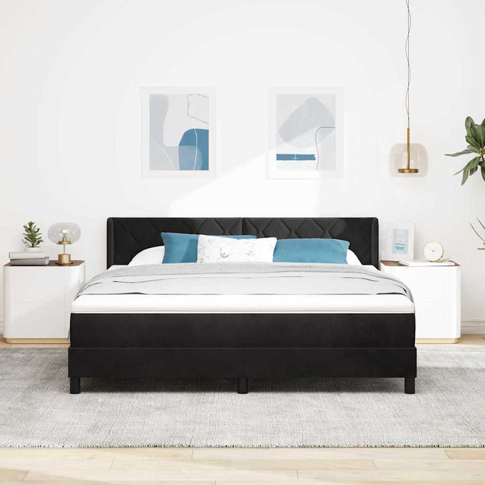 Pat cu arcuri cu headboard Manual Negru 200 x 180 cm Catifea - WALTI WALTI