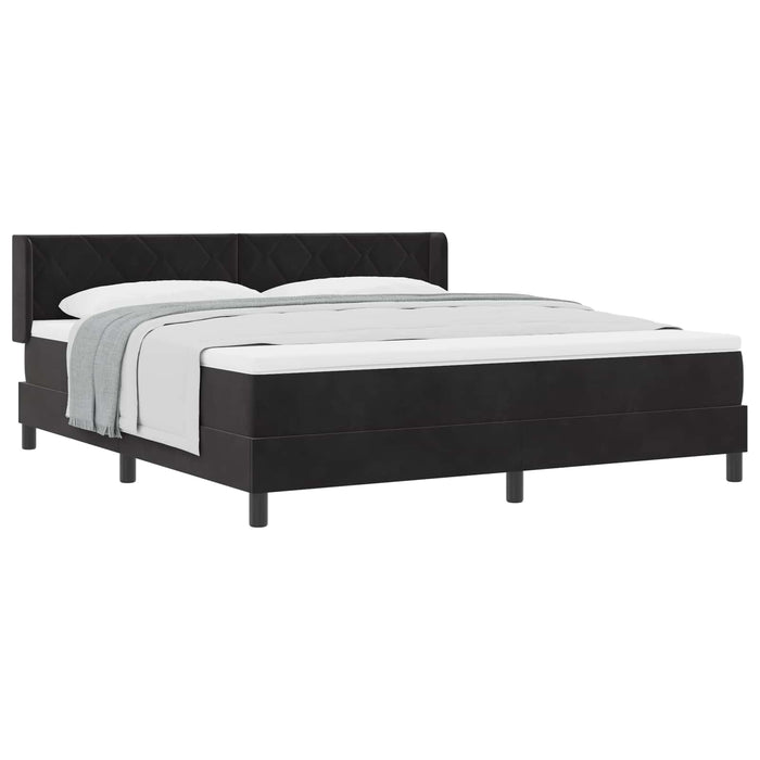Pat cu arcuri cu headboard Manual Negru 200 x 180 cm Catifea - WALTI WALTI