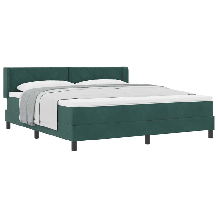Pat cu arcuri cu saltea Verde închis 200 x 180 cm Poliester - WALTI WALTI