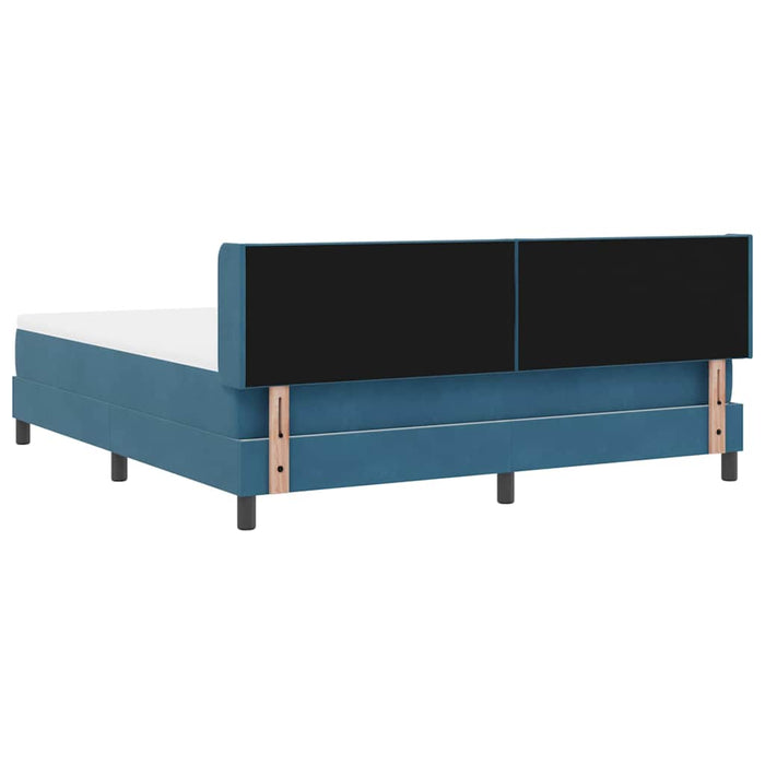 Pat cu arcuri cu headboard Albastru închis 200 x 180 cm Catifea - WALTI WALTI
