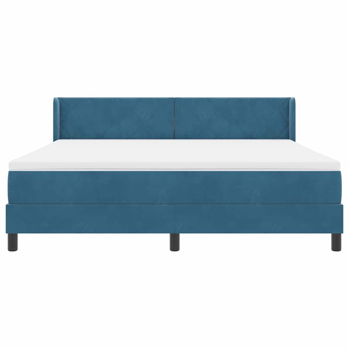 Pat cu arcuri cu headboard Albastru închis 200 x 180 cm Catifea - WALTI WALTI