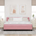 Pat cu arcuri cu saltea cu headboard Roz 200 x 180 cm Poliester - WALTI WALTI