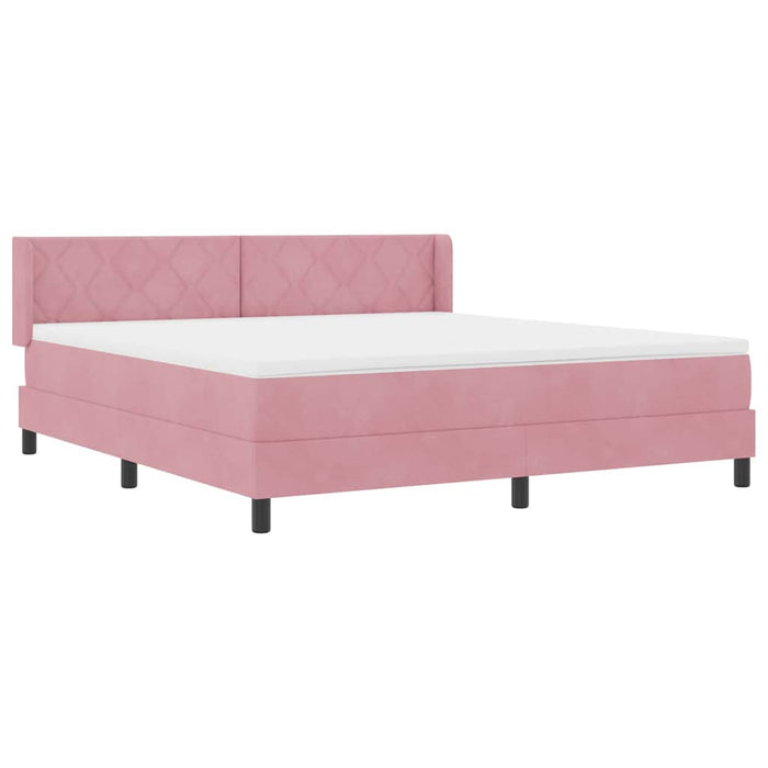 Pat cu arcuri cu saltea cu headboard Roz 200 x 180 cm Poliester - WALTI WALTI