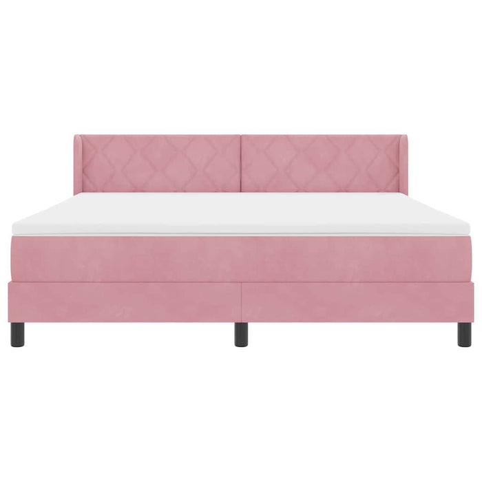 Pat cu arcuri cu saltea cu headboard Roz 200 x 180 cm Poliester - WALTI WALTI