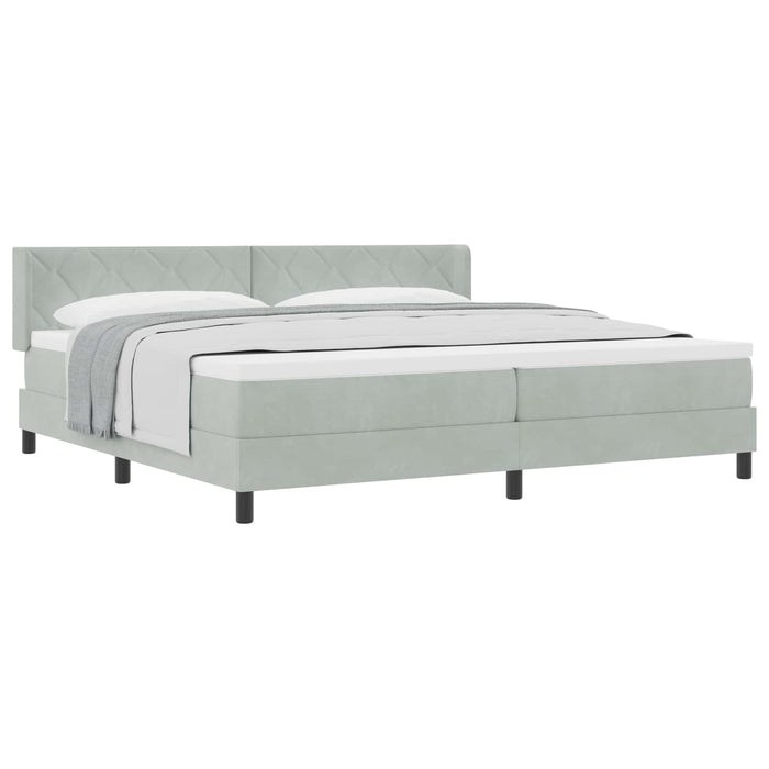 Pat cu arcuri cu headboard Gri deschis 200 x 200 cm Catifea - WALTI WALTI