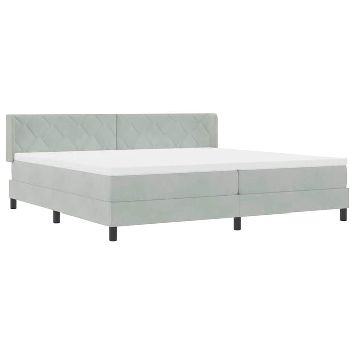 Pat cu arcuri cu headboard Gri deschis 200 x 200 cm Catifea - WALTI WALTI