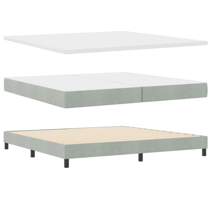 Pat cu arcuri cu headboard Gri deschis 200 x 200 cm Catifea - WALTI WALTI