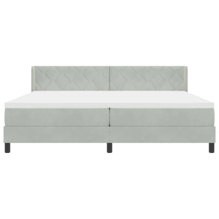 Pat cu arcuri cu headboard Gri deschis 200 x 200 cm Catifea - WALTI WALTI