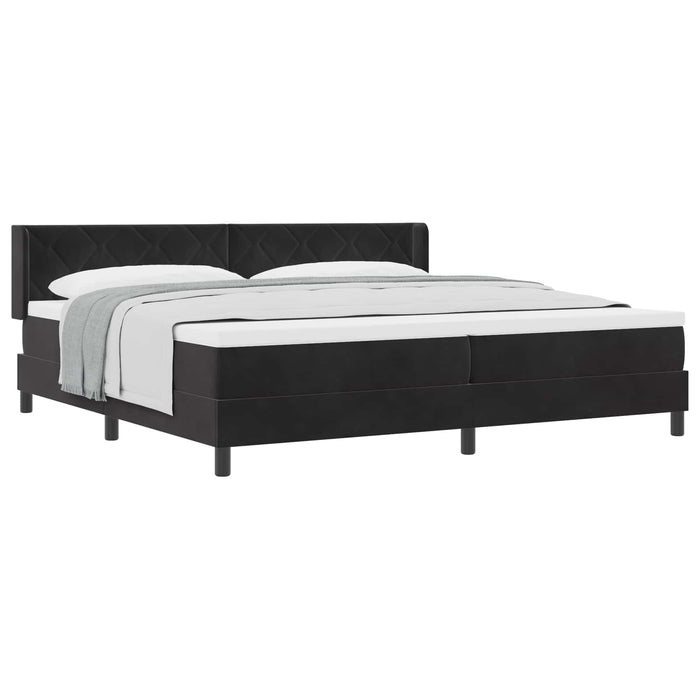 Pat cu arcuri cu headboard Manual Negru 200 x 200 cm Catifea WALTI