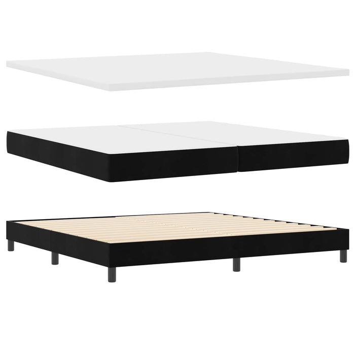 Pat cu arcuri cu headboard Manual Negru 200 x 200 cm Catifea WALTI
