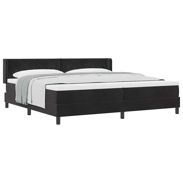 Pat cu Saltea cu Arcuri Negru 100x200 cm Catifea Negru - WALTI WALTI