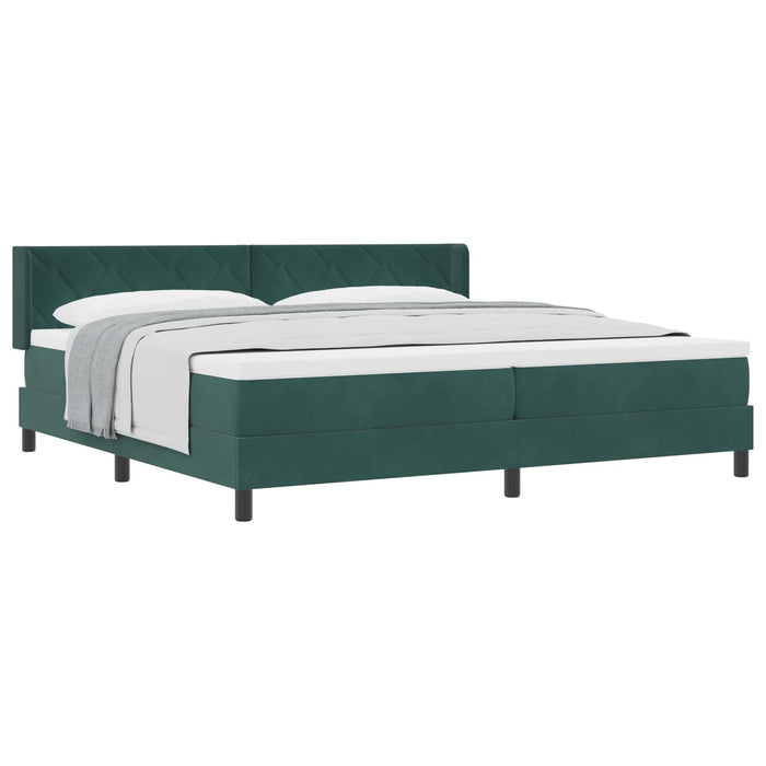 Pat cu arcuri cu headboard Verde închis 200 x 200 cm Catifea WALTI
