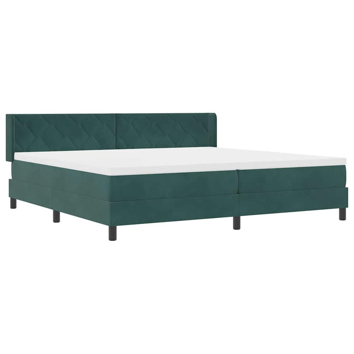 Pat cu arcuri cu headboard Verde închis 200 x 200 cm Catifea WALTI