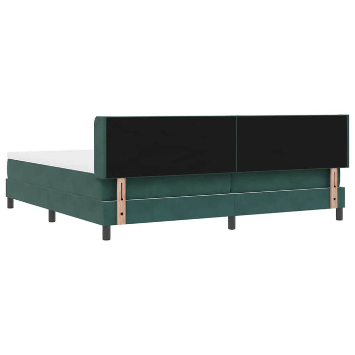 Pat cu arcuri cu headboard Verde închis 200 x 200 cm Catifea WALTI
