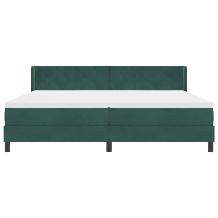 Pat cu arcuri cu headboard Verde închis 200 x 200 cm Catifea WALTI