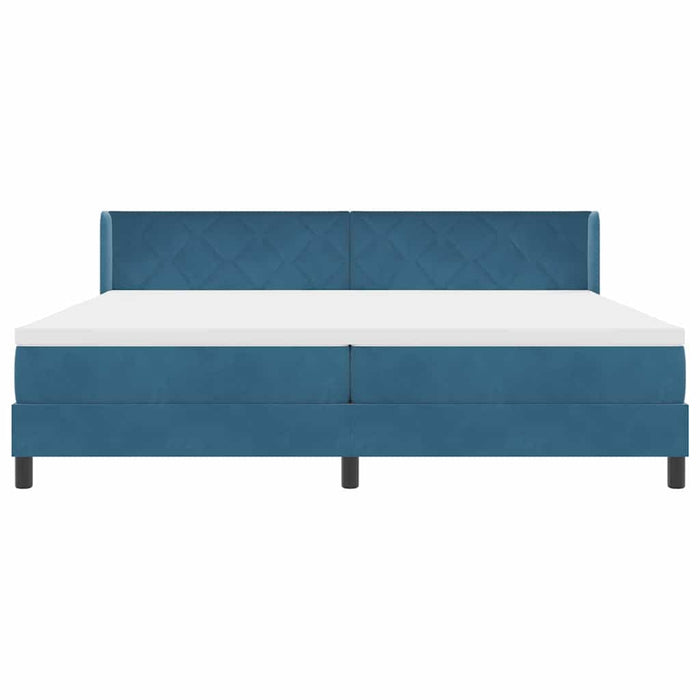 Pat cu arcuri cu headboard Albastru închis 200 x 200 cm Catifea WALTI