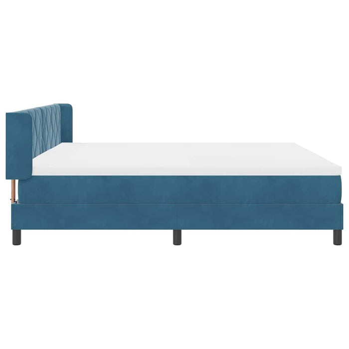 Pat cu arcuri cu headboard Albastru închis 200 x 200 cm Catifea WALTI