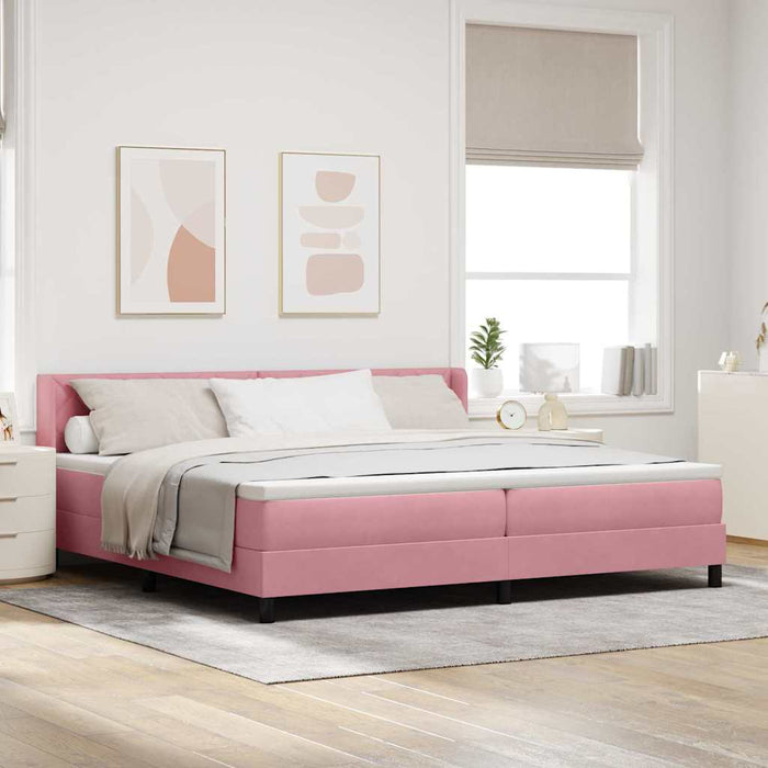 Pat cu arcuri cu headboard Manual Roz 200 x 200 cm Catifea - WALTI WALTI