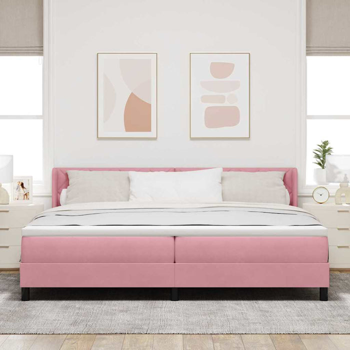 Pat cu arcuri cu headboard Manual Roz 200 x 200 cm Catifea - WALTI WALTI