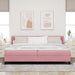 Pat cu arcuri cu headboard Manual Roz 200 x 200 cm Catifea - WALTI WALTI