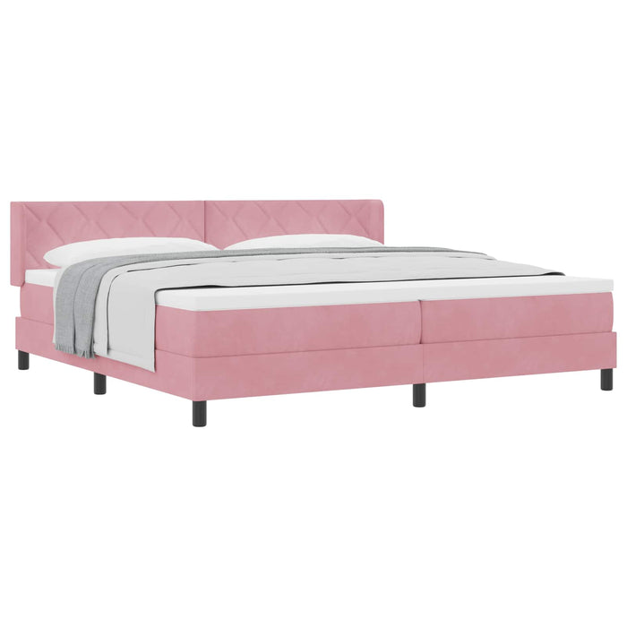 Pat cu arcuri cu headboard Manual Roz 200 x 200 cm Catifea - WALTI WALTI