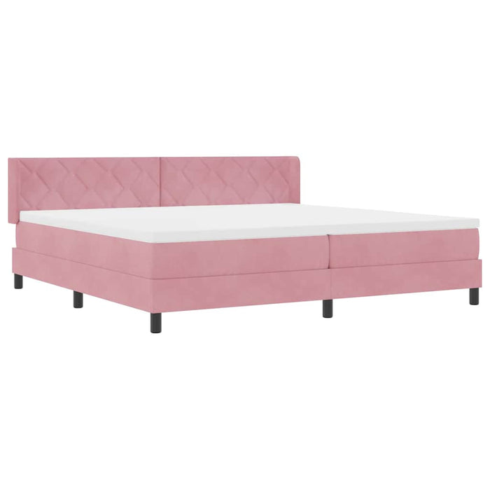 Pat cu arcuri cu headboard Manual Roz 200 x 200 cm Catifea - WALTI WALTI