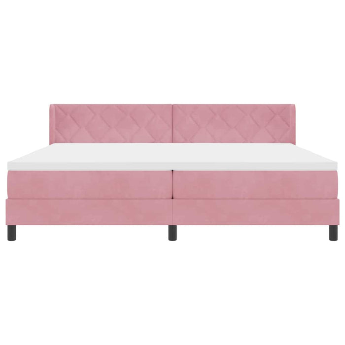 Pat cu arcuri cu headboard Manual Roz 200 x 200 cm Catifea - WALTI WALTI