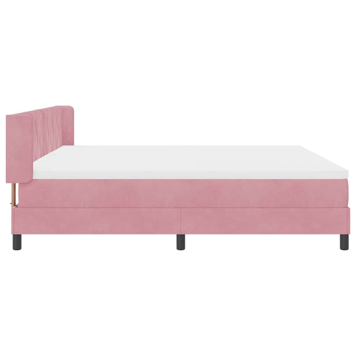 Pat cu arcuri cu headboard Manual Roz 200 x 200 cm Catifea - WALTI WALTI