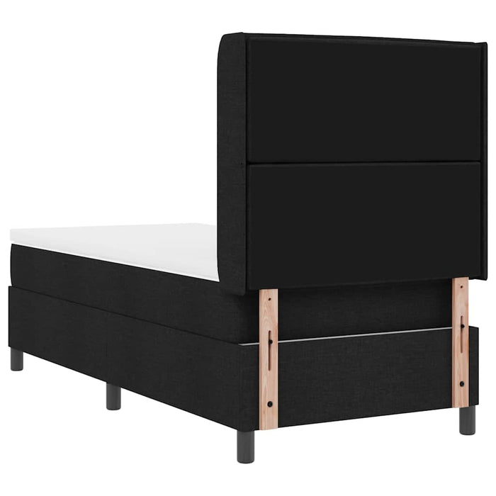Pat cu arcuri cu saltea cu headboard Negru 90 x 200 cm țesătură - WALTI WALTI
