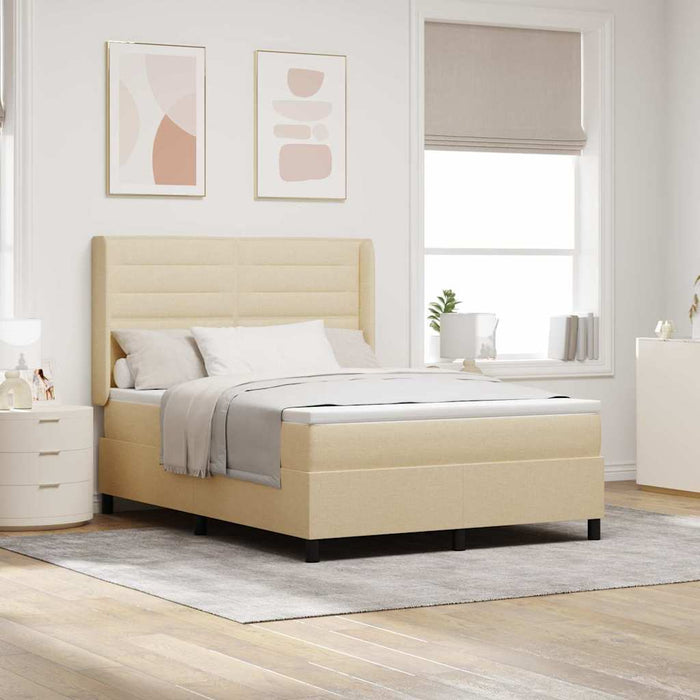 Pat cu arcuri cu saltea cu headboard Crem 200 x 160 cm țesătură WALTI