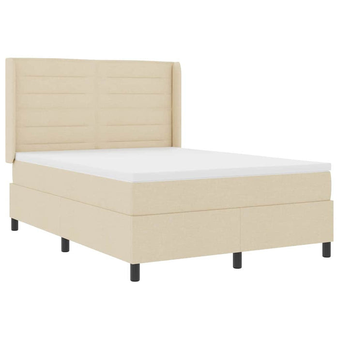 Pat cu arcuri cu saltea cu headboard Crem 200 x 160 cm țesătură WALTI