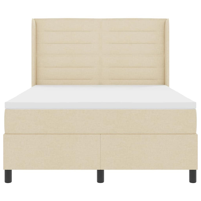 Pat cu arcuri cu saltea cu headboard Crem 200 x 160 cm țesătură WALTI