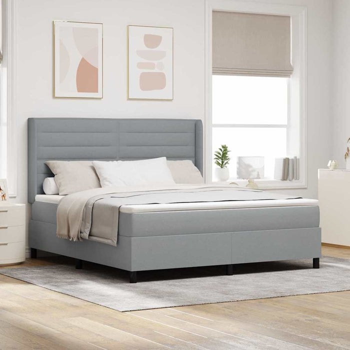Pat cu arcuri cu pernă Manual Gri deschis 200 x 180 cm țesătură WALTI