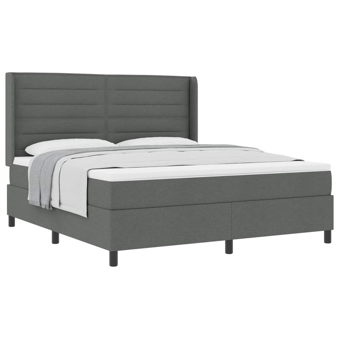 Pat cu arcuri cu saltea Gri închis 180 x 200 cm țesătură - WALTI WALTI