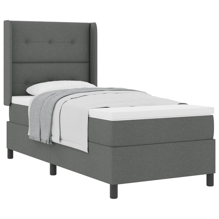 Pat cu arcuri cu pernă Manual Gri închis 190 x 90 cm țesătură WALTI