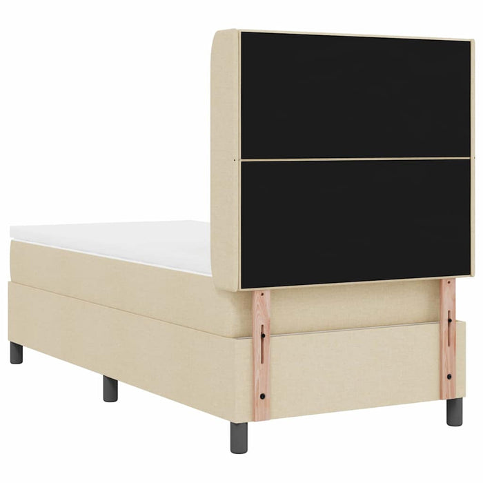 Pat cu arcuri cu saltea cu headboard Crem 90 x 190 cm țesătură - WALTI WALTI