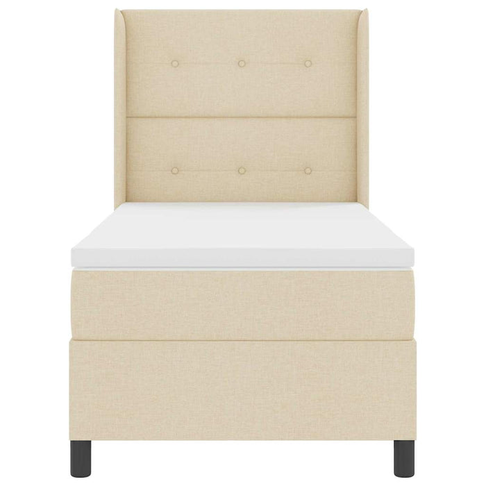 Pat cu arcuri cu saltea cu headboard Crem 90 x 190 cm țesătură - WALTI WALTI