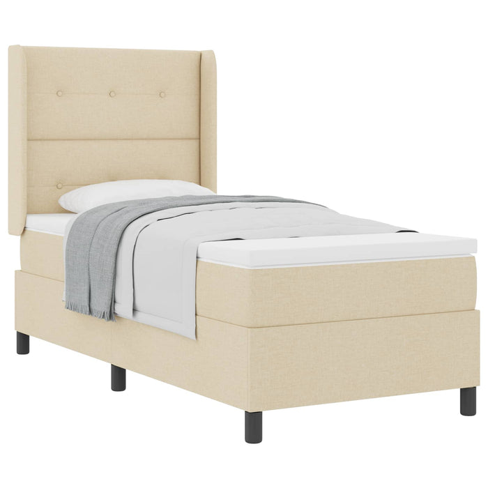 Pat cu arcuri cu saltea cu headboard Crem 90 x 200 cm țesătură - WALTI WALTI