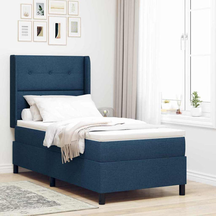 Pat cu arcuri cu pernă Manual albastru 200 x 90 cm țesătură WALTI