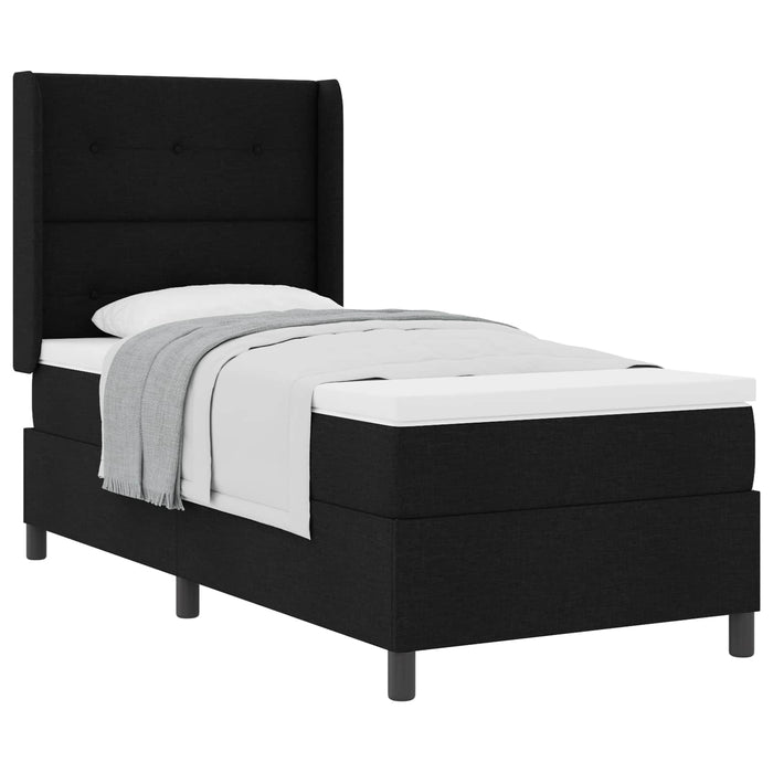 Pat cu arcuri cu pernă cu headboard Negru 200 x 100 cm țesătură WALTI